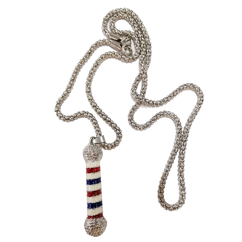 

new Barber Shop Pole Barber Pole Chain Pendant Necklace Hip Hop Barber Hairdresser Gothic Necklace Jewelry, Varous