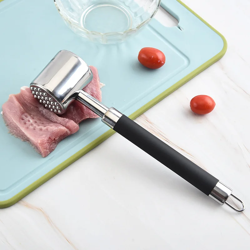 

Creative Kitchen Vegetable&Fruit Supplies Stainless Steel Meat Hammer Baking Tool Pork Chop Steak Tender Meat Hammer, Silver