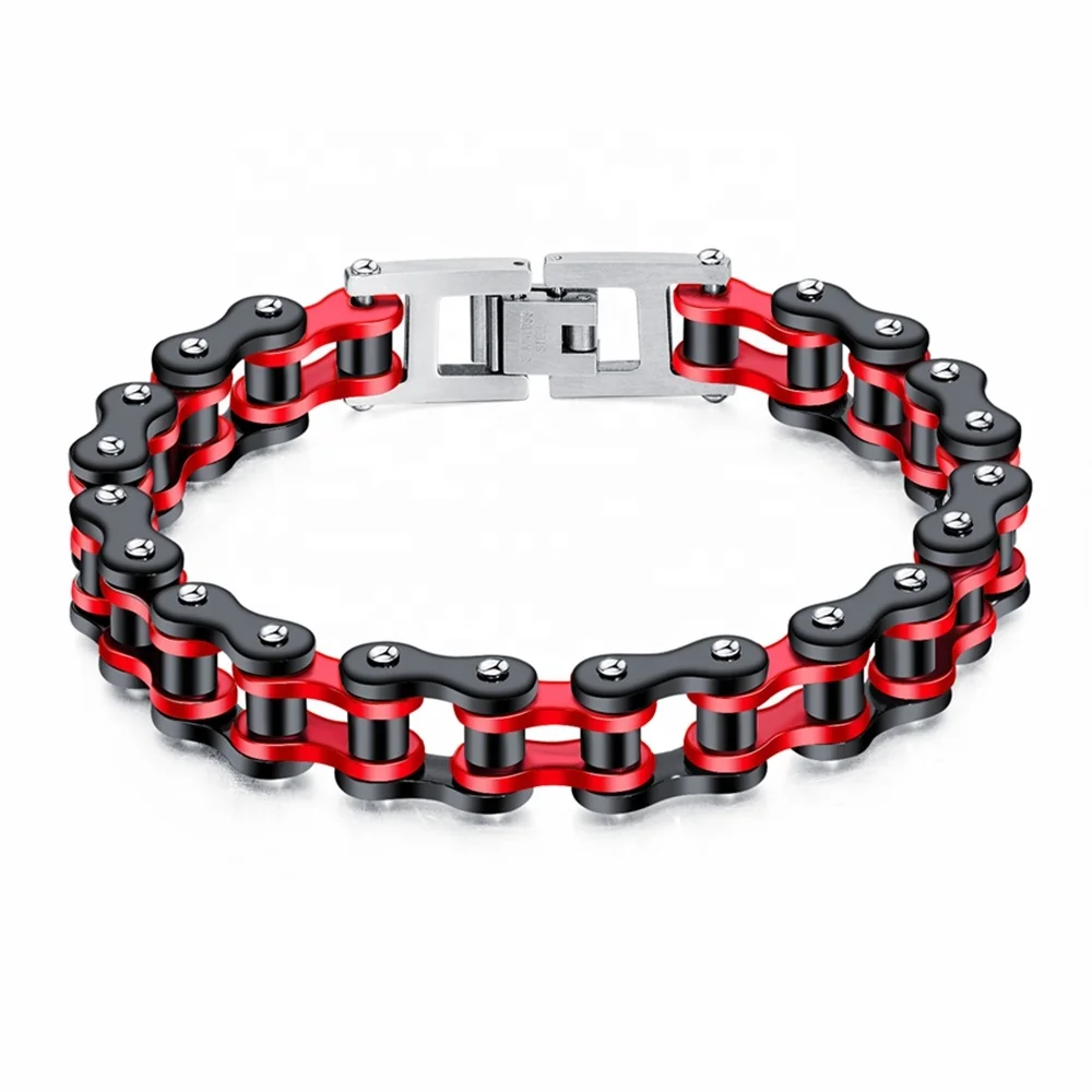 

MECYLIFE Mens Punk Fashion Biker Jewelry Bracelet Stainless Steel Bike Chain Bracelet, 4 colors
