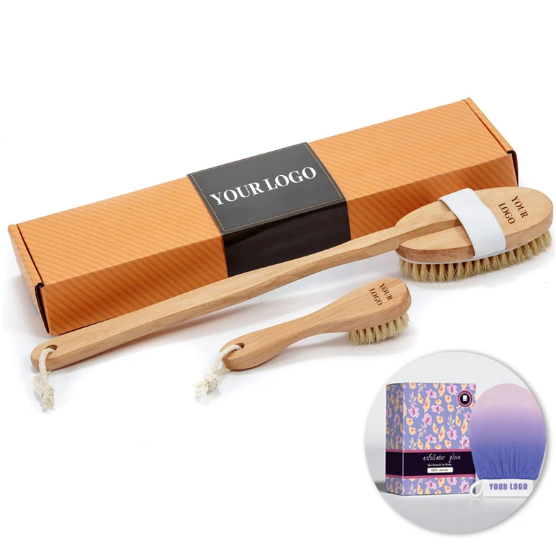 

Best-selling Wood Body Dry Back bath brush Set, Natural colours