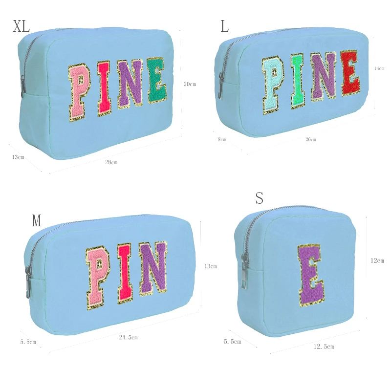 

Pine Waves Classic Pouch Four Size Of S/M/L/XL Waterproof Durable Cosmetic Bag Makeup Bag Pouch With Towel Patches