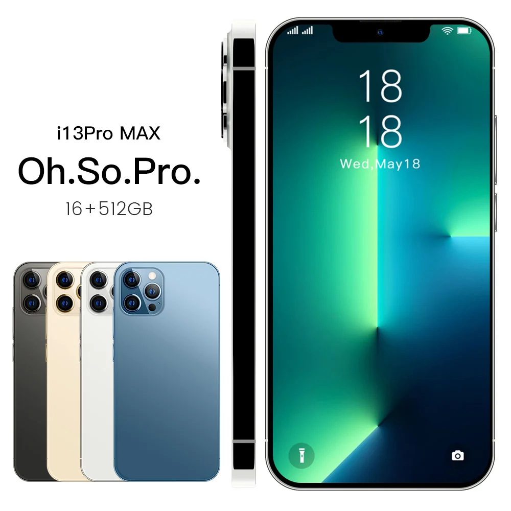 

i13 Pro Max + 6.7 inch 12GB + 512GB Android smartphone 10 core 5G LET phone 3 camera MTK6889 face ID unlock mobile phone, White/black/gold/blue