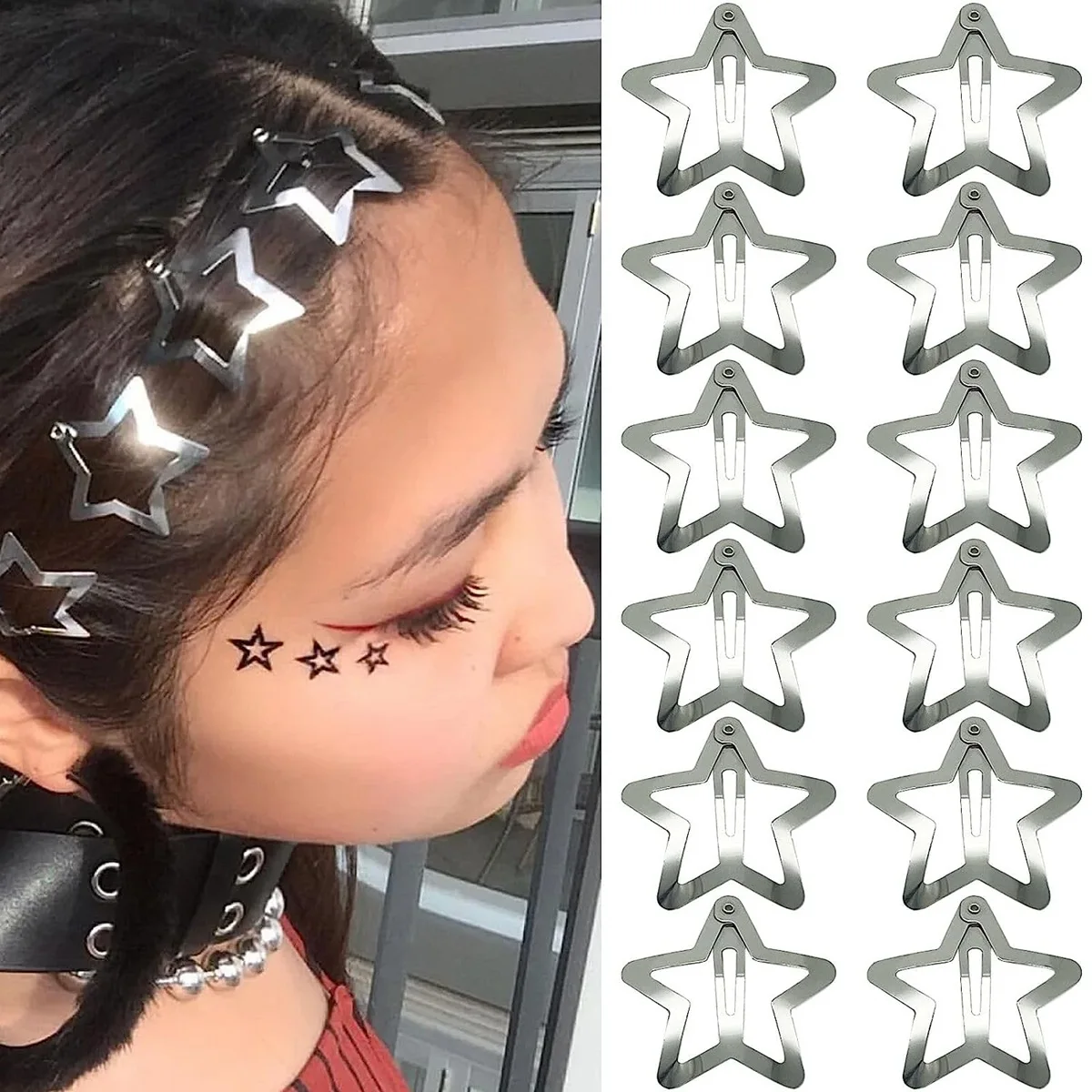 

Wholesale 12pcs/bag 1.22 inches metal star hairpin cute silver color hair bobby clips pins