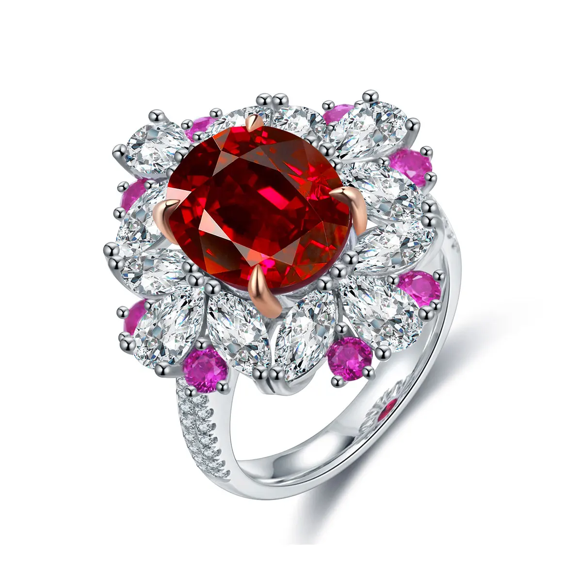 

Anster jewelry 9k gold with lab grown ruby luxury design big carat rings fine jewelry wholesale, Red