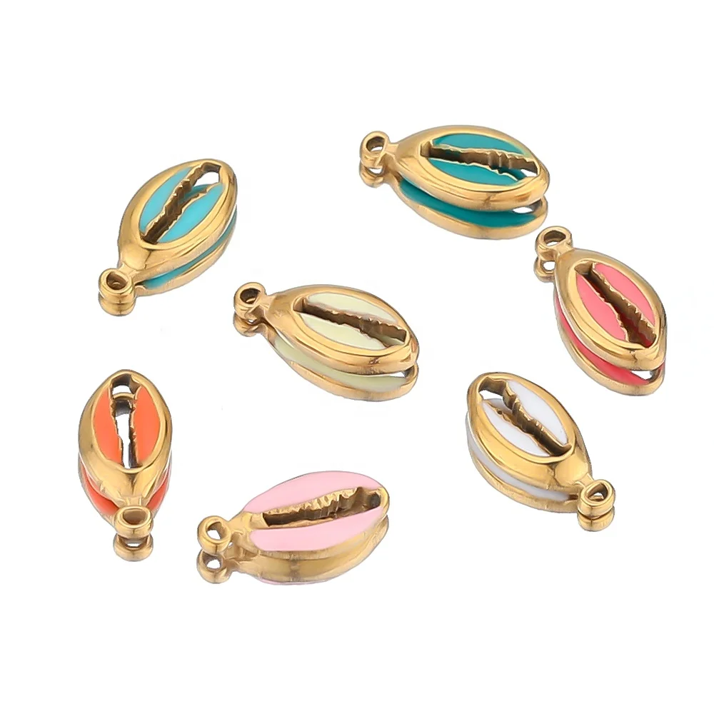 

5pcs Enamel Shell Charms Pendants DIY Jewelry Making Bracelets Necklace Accessories Beach Anklets Supplies Components