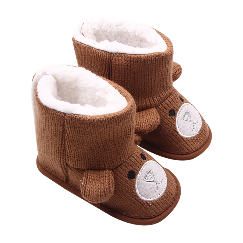 

Baby Infant Winter Warm Shoes Boots for Girls Cartoon Cute Bear knitted Booties Toddlers Shoes Infant Snowshoes Kids Boys Boots