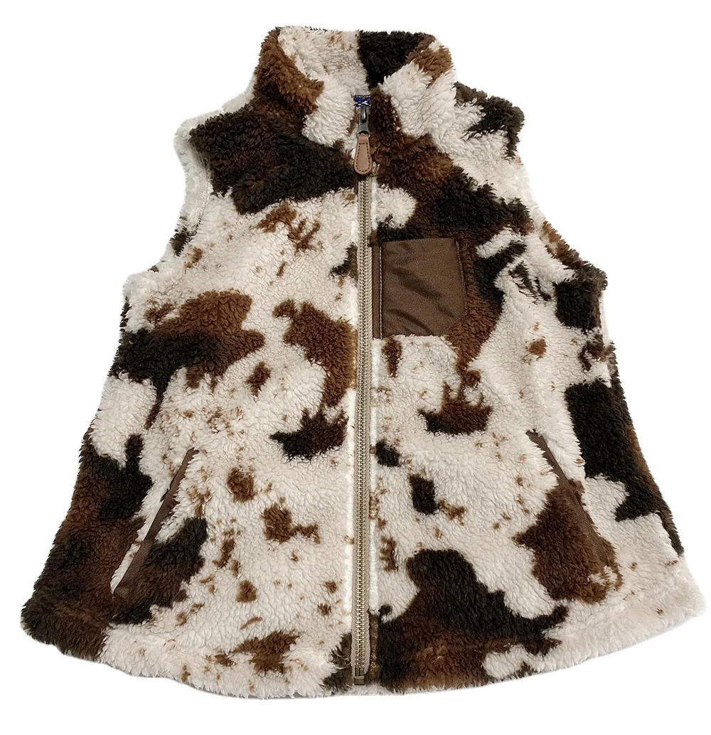 

Hot selling new autumn and winter mommy and me cowhide sherpa fashionable woman vest for sale, Picture