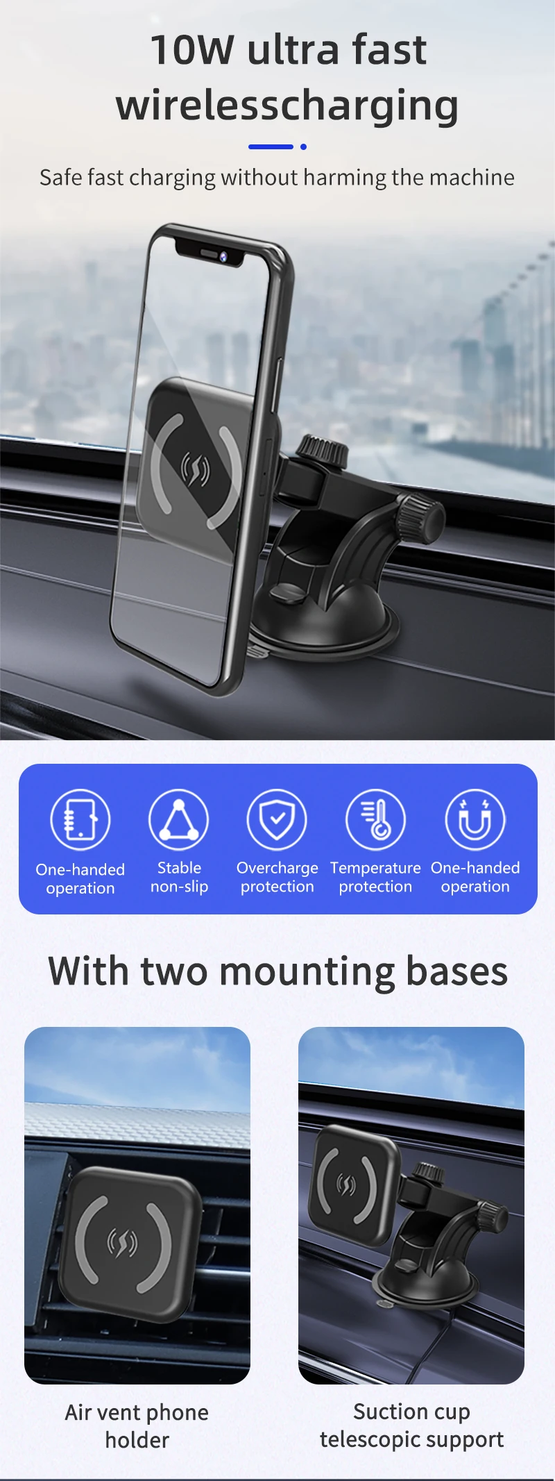 New Magnetic Car Wireless Charging Mobile Phone Holders 10w Charging ...