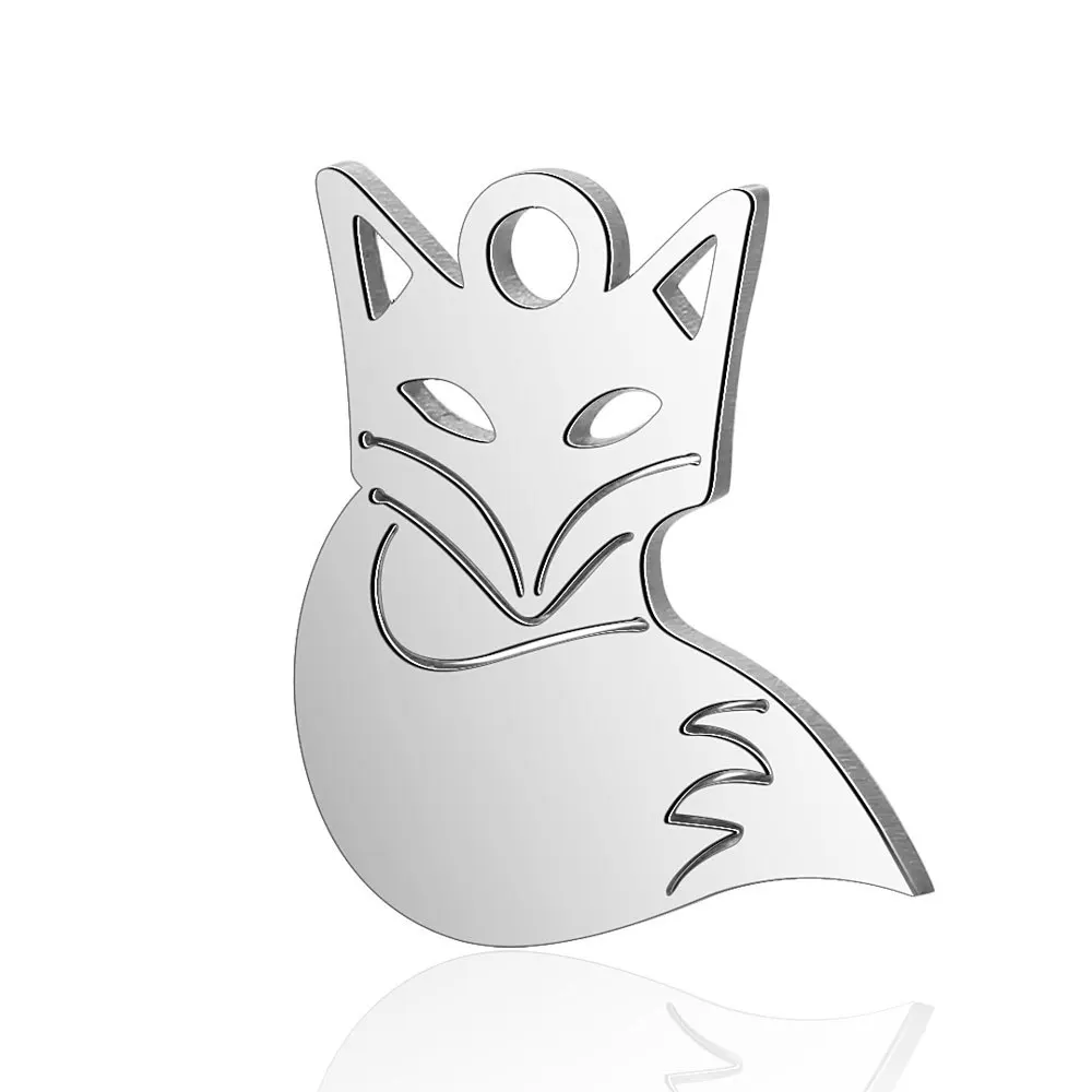 

10Pcs/Bag Titanium Steel Fully Polished Laser Cutting Fox Shape Pendant Polished Stainless Steel Jewelry Accessories