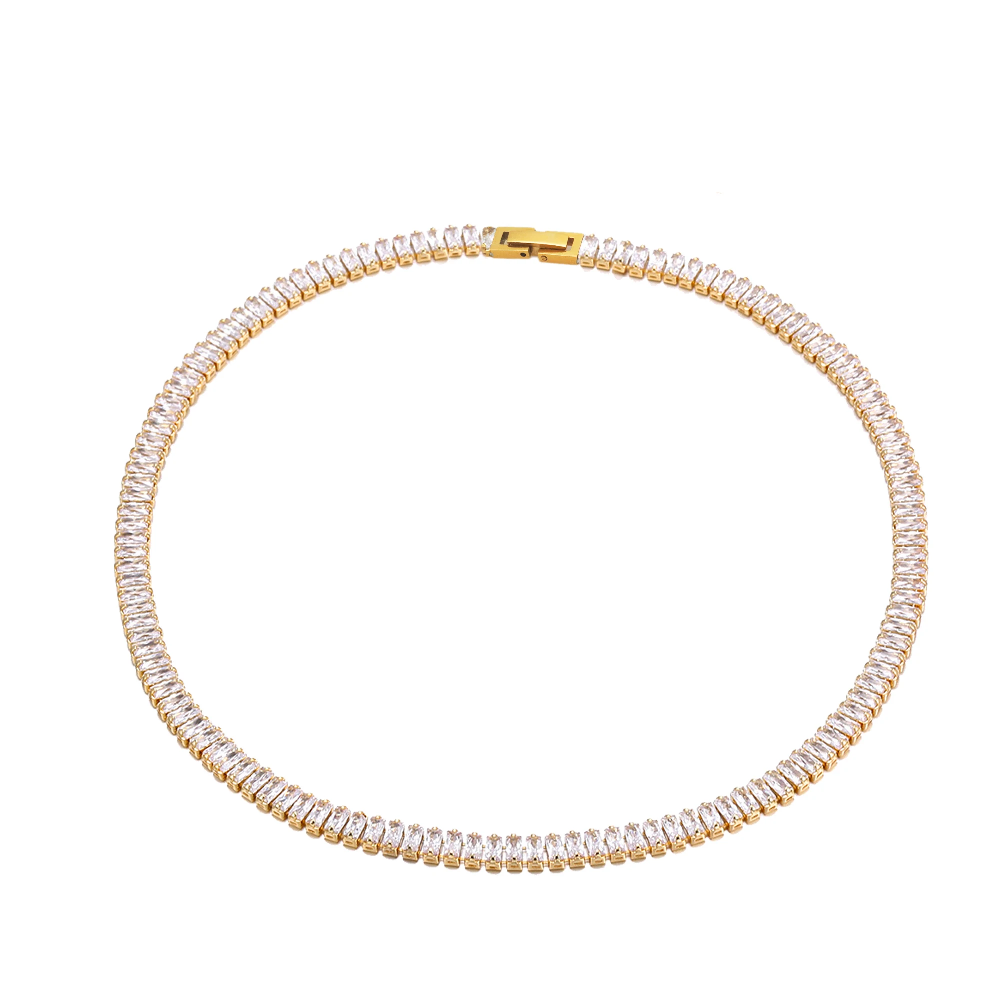 

Chris April fashion jewelry PVD gold plated 316L stainless steel bing bling full bejeweled zircon choker chain necklace set