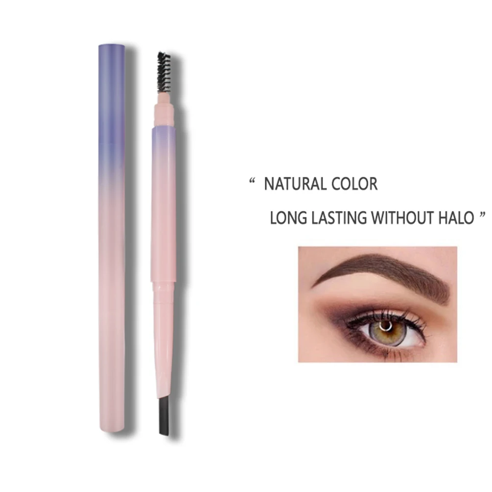 

Private Label Eyebrow Pen Gradient Pink Pen-holder Custom Logo Bulk Rotating Double-headed Triangle Natural Makeup Free Shipping