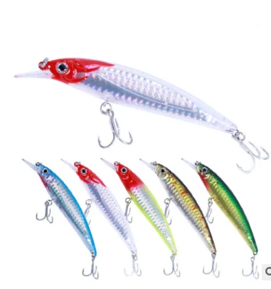 

113mm 14g wholesale new big sound Beads Treble Hooks seabass minow hard Fishing Lure, As picture