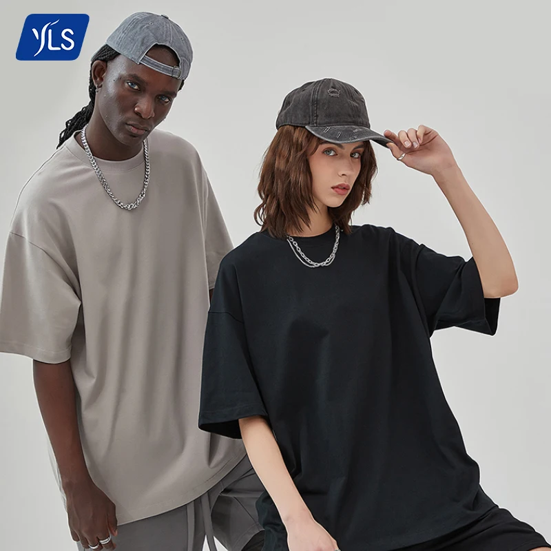 YLS Plus Size First Class High Quality 100% Cotton 230GSM Men Printing T Shirt Drop Shoulder Light Plain Oversized T Shirts