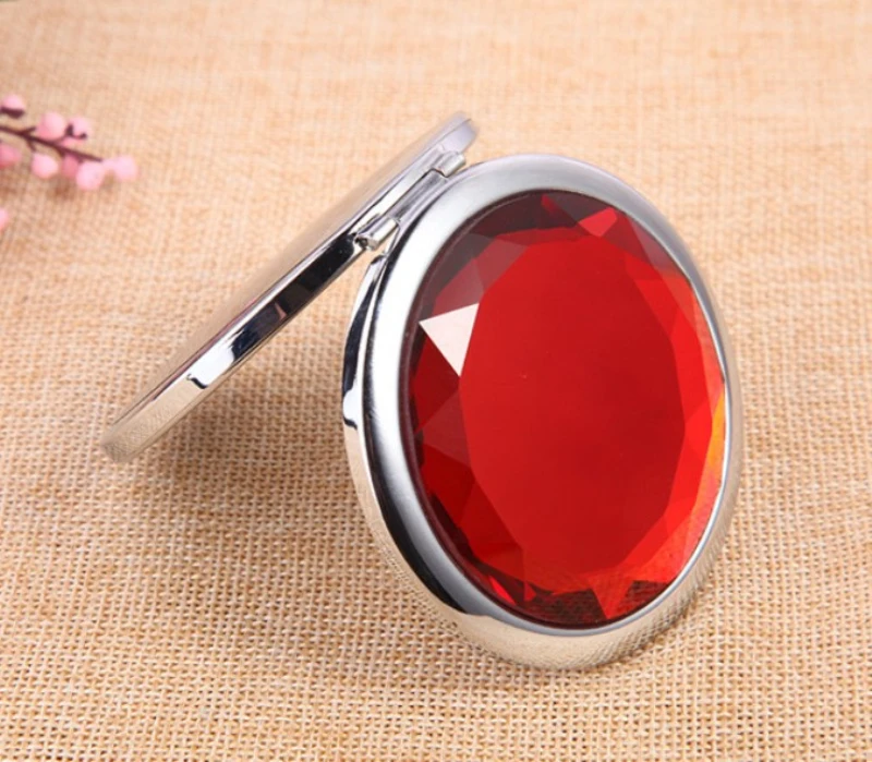 

Silver mini handheld mirror custom makeup mirror cheap metal round small cosmetic crystal mirror, As the picture shows