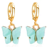 

Trendy Korean new earrings fashion gold blue color acrylic butterfly earrings