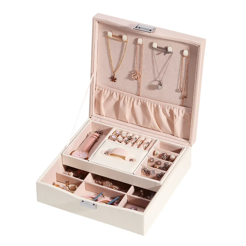 2020 Custom Promotion Handmade PU Leather Jewelry Box Display Ring Earring Jewelry Accessory Watch Storage Box For Women Girls