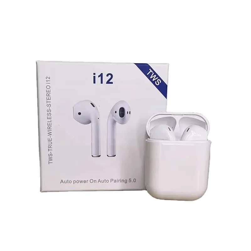 

Original i12 Macaron Mini Auriculares Audifonos tws wireless earphone sport headphonei12 tws earbuds, White