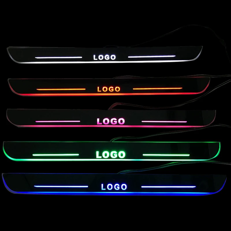 

Custom USB Car Logo LED Colorful Welcome Pedal Light Car Acrylic Moving LED Welcome Door Sill Plate Pedal For All Car