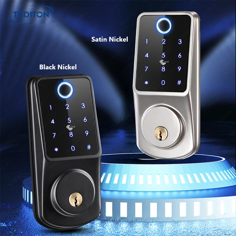 

Tediton Home Apartment Front Door TTlock Ble Keyless Fingerprint Keypad Digital Lock Smart Door Locks