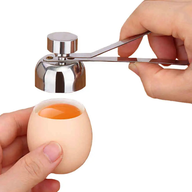 

Newest Stainless Steel Boiled Egg Topper Shell Top Cutter Knocker Raw Egg Cracker Separator Egg Opener Tool Kitchen Gadgets