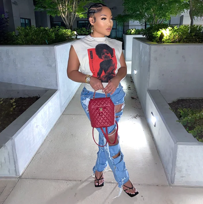 

2022 new fashion street wear tops women summer printed sleeveless casual women top T shirt
