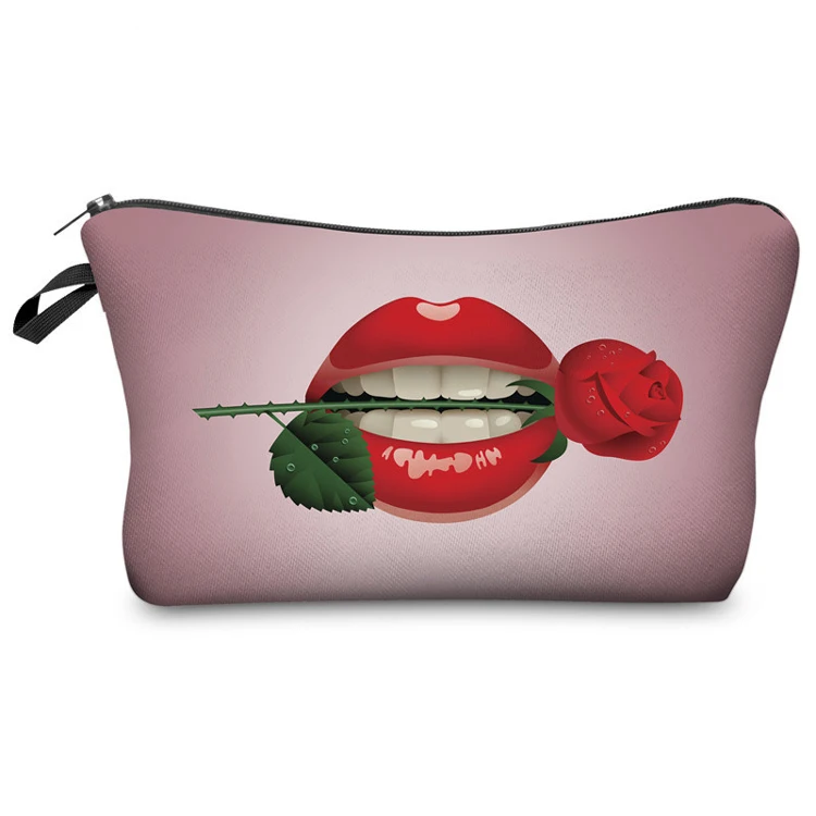 

Hot selling design sexy lips rose fashion makeup bag for your toiletry bag, As picture