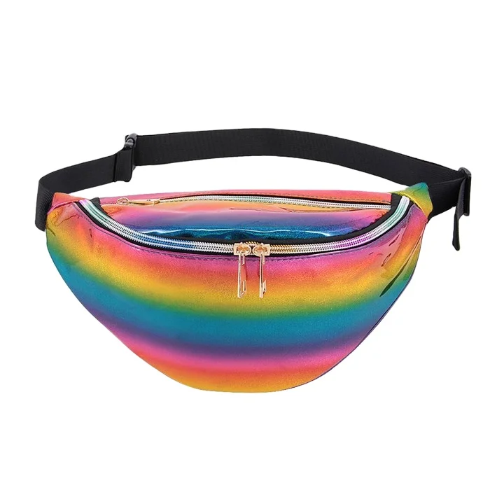 

Custom creative bumbag neon fanny pack Hologram PU waist bag outdoor sports bum bag purse wholesale