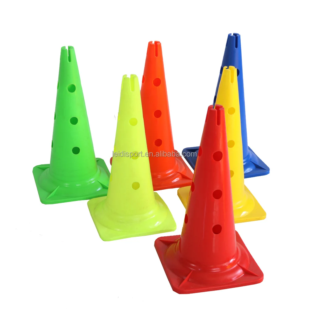 

High Quality Football Training Equipment 52cm Marks Bucket Obstruction Colored Cone Round Bottom With Holes