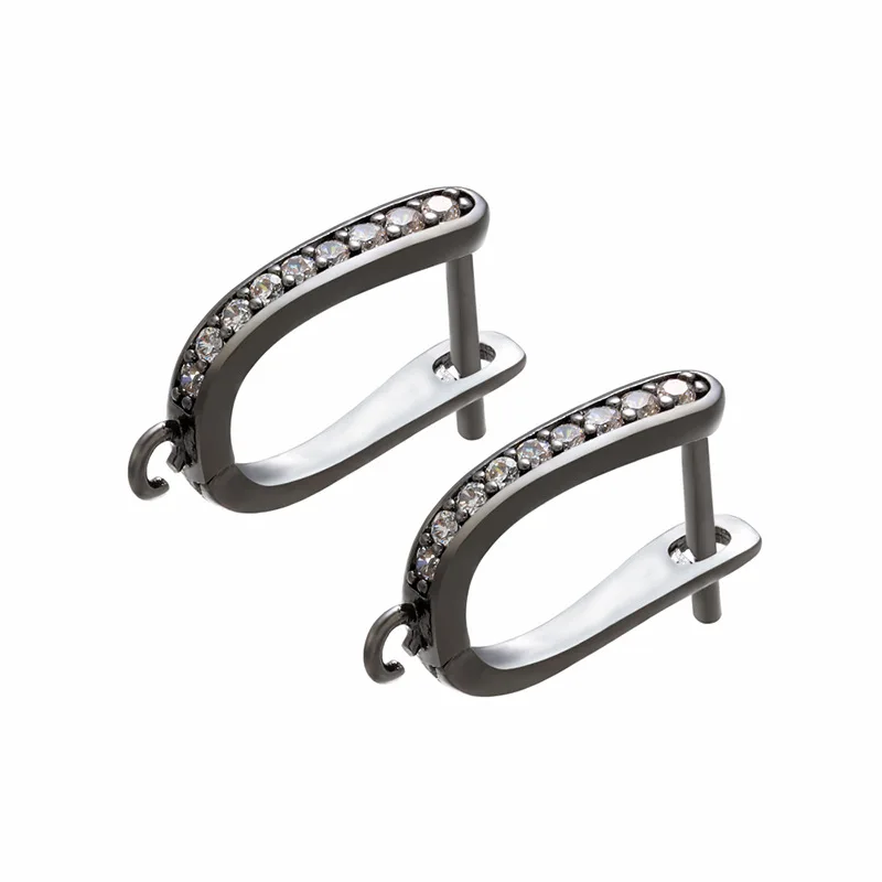 

CZ7975 Fashion Diamond Gold Silver Black LatchBack Earring, CZ Micro Leverback Earring Hooks