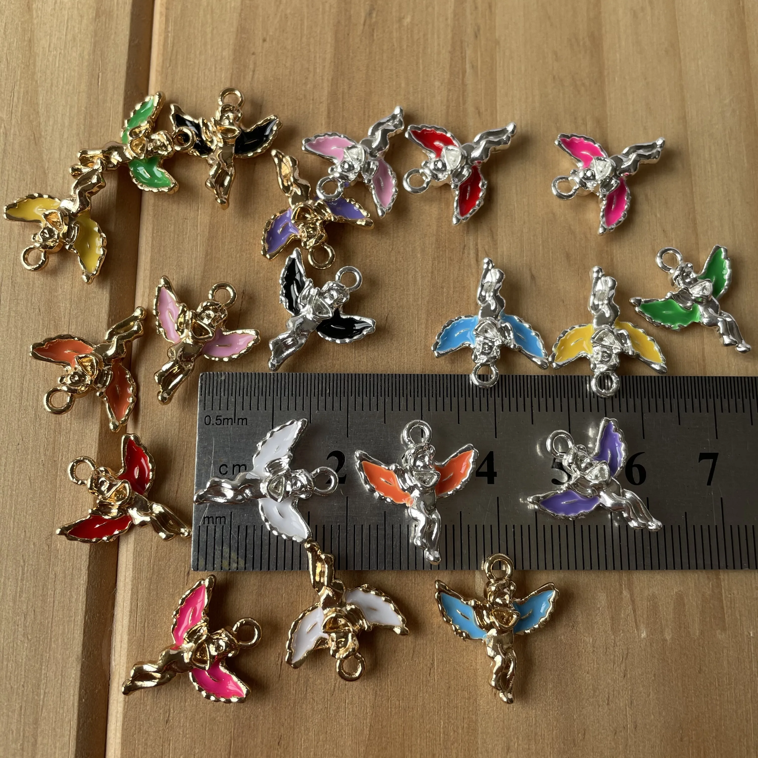 

custom Angel color wings color enamel charms jewelry pendant charms for bracelets necklace, As picture