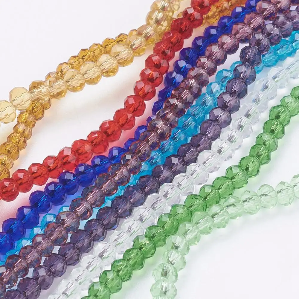 

PandaHall 3mm Transparents Faceted Rondelle Glass Bracelets Beads