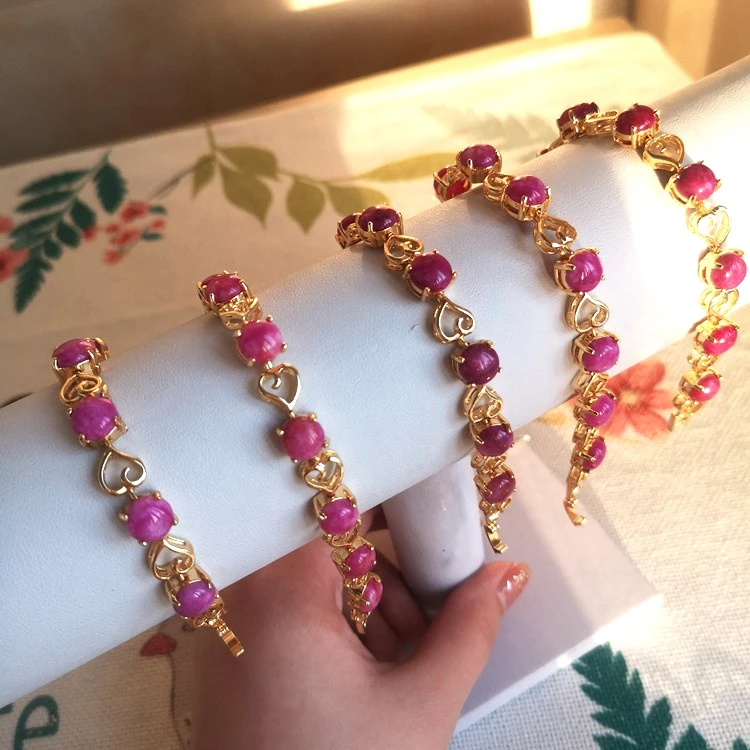 

Charm Bracelet Accessories For Women 2021 Gold Plated Pink Jade Stone Bracelet Bangle Jewelry Wholesale