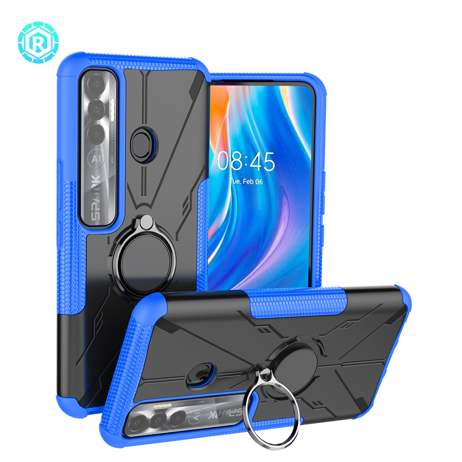 

Mecha case for mobile phone cover TPU PC 2 IN 1 Shockproof 360 Rotation mobile phone accessories case For Tecno Spark 7 Pro, 8 colors