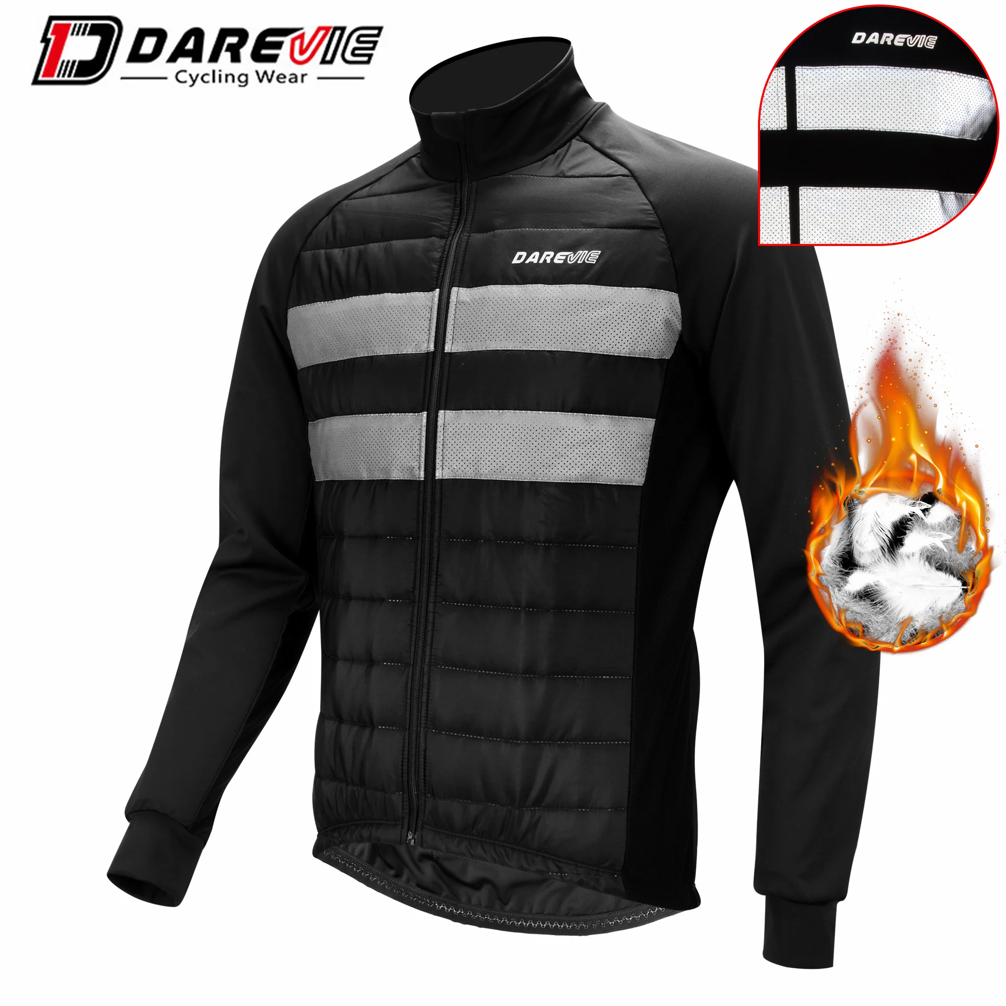 

Thermal Jackets Bicycle Windbreaker Cycling Jacket with Reflective Wholesale Custom Fashion Black Zipper Plus Size Winter Jacket