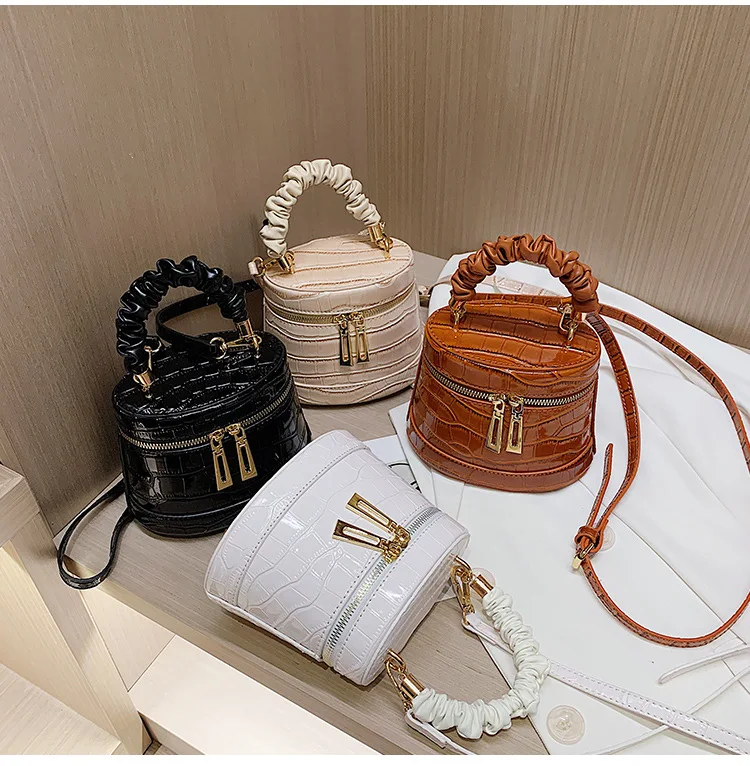 

FANLOSN Trending Pu Leather Women Bags Handbags Bucket Handbags For Women Round Purse, As the picture shown or you could customize the color you want