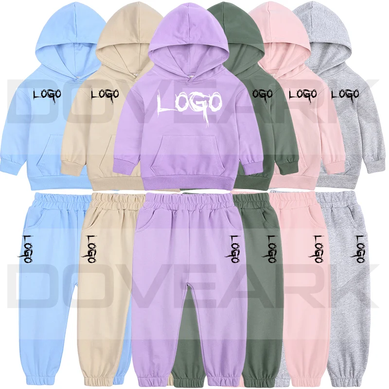 

Wholesale High quality Customize Your Own Shop Logo Outdoor Kids Jogging Suits Jogger Kids Tracksuits Sweatsuit Sets