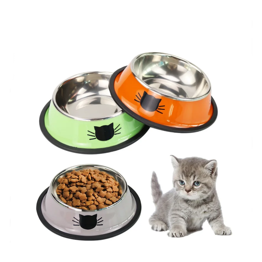 

Pet Food Bowl Double Wall Insulated Stainless Steel Custom logo Dog Bowls, Green grey orange