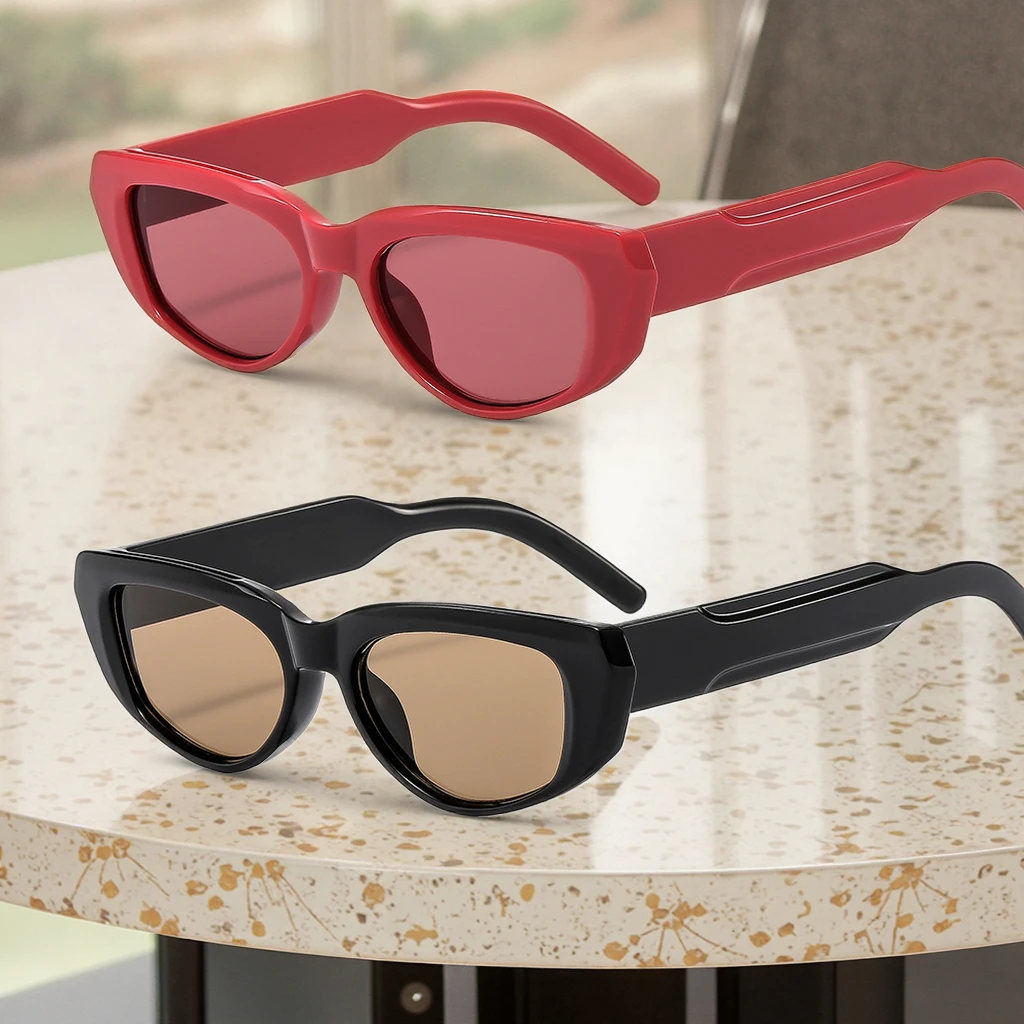 Vintage Fashion Red/White Cat Eye Full Rim Sunglasses for Ladies and Men UV400 Comfortable Light Weight Anti-Glare Shades