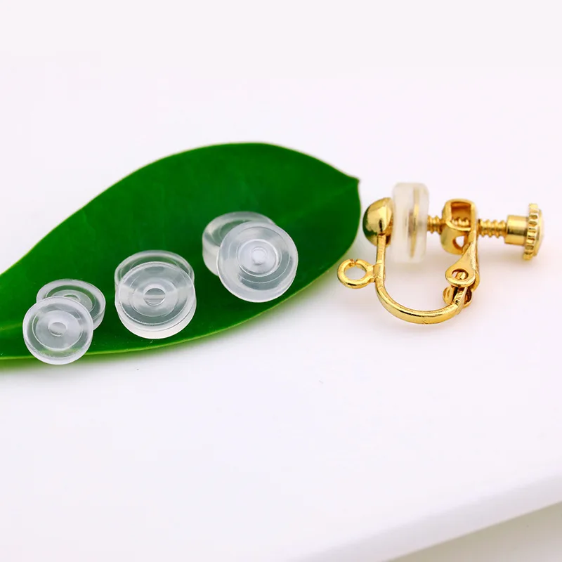 

Earring Accessories Transparent Silicone Anti-pain Anti-skid Ear Clip Pad Screw Spring Soft Rubber Gasket Earrings Pad