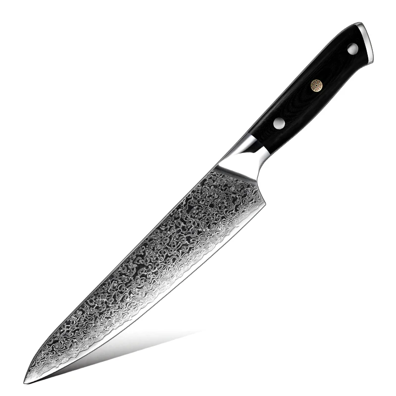 Image of 8 Inch oem Knives 67 Layers VG10 High Carbon Damascus Steel Knife G10 Handle Custom Logo Japanese Damascus Kitchen Cook Knife