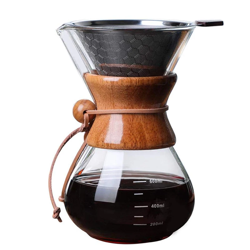 

Borosilicate Clear Pyrex Glass Coffee Pot 800ml Pour Over Brew V60 Barista Hand Drip Coffee Maker, Transparent