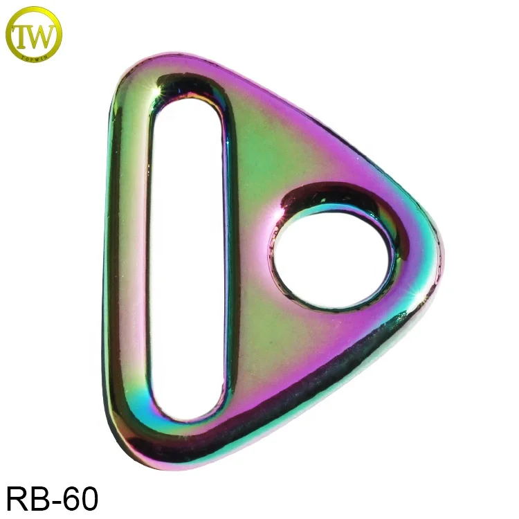 

Zinc alloy bag parts rainbow color tri-glide buckle classic square ring adjustable slider buckles for luggage, Not fade/keep color long time