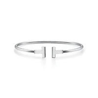 

wholesale custom stainless steel fashion jewelry double T brand letter opened cuff bracelet bangle for women