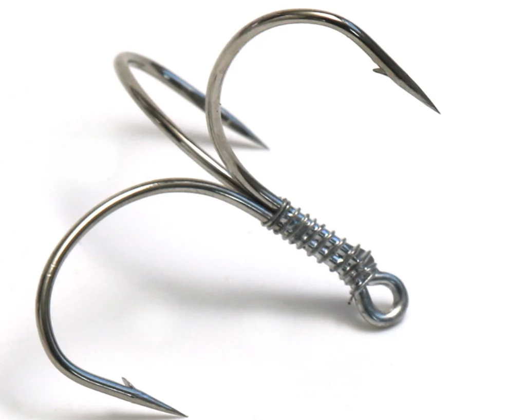 

Treble Hooks Sliver Carp Hooks Barbed Wire Wrapping, 1 color