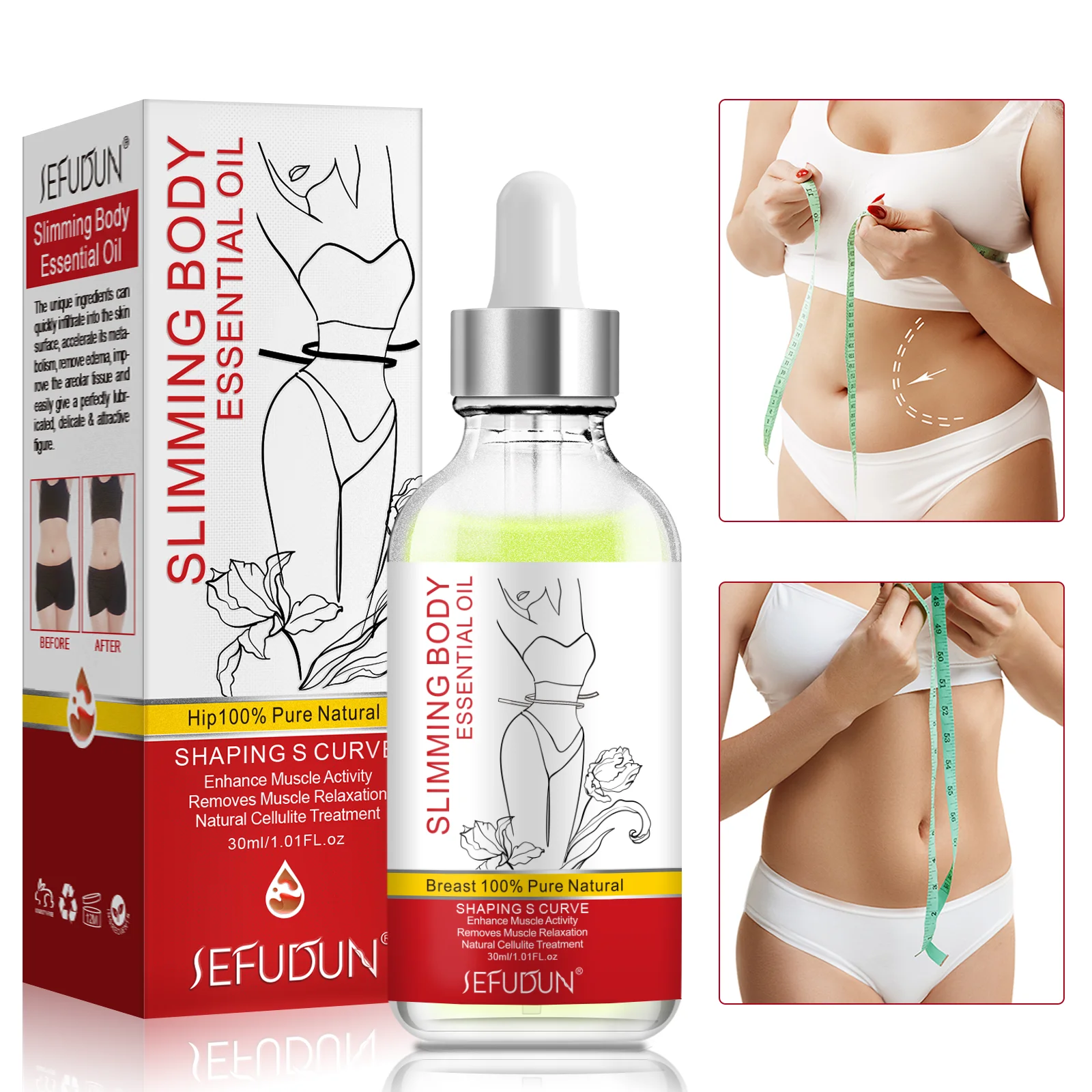 

SEFUDUN 30ml natural plant aroma oil belly massage weight loss anti cellulite slim oilbody slimming essential oil