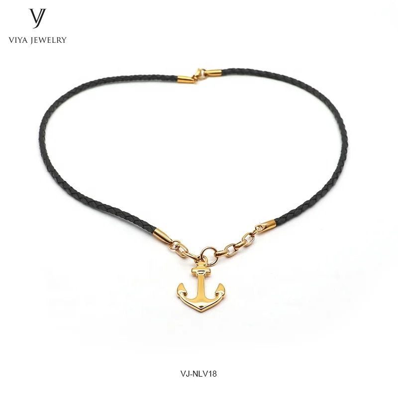 

Stock supplier Anchor fashion leather necklace jewelry for men women