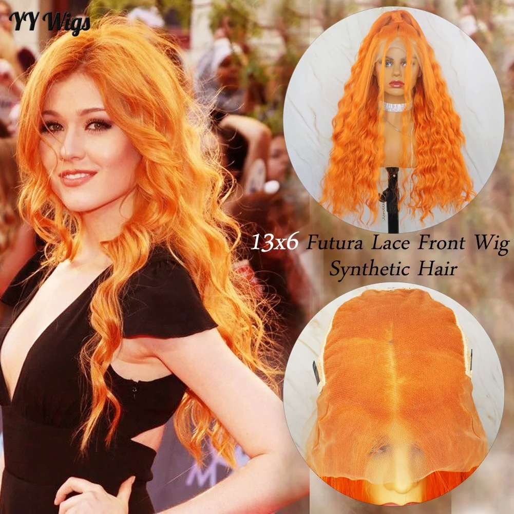 

Orange Color Kinky Curly 13X6 Lace Front Synthetic Wig Futura Heat Resistant Fiber