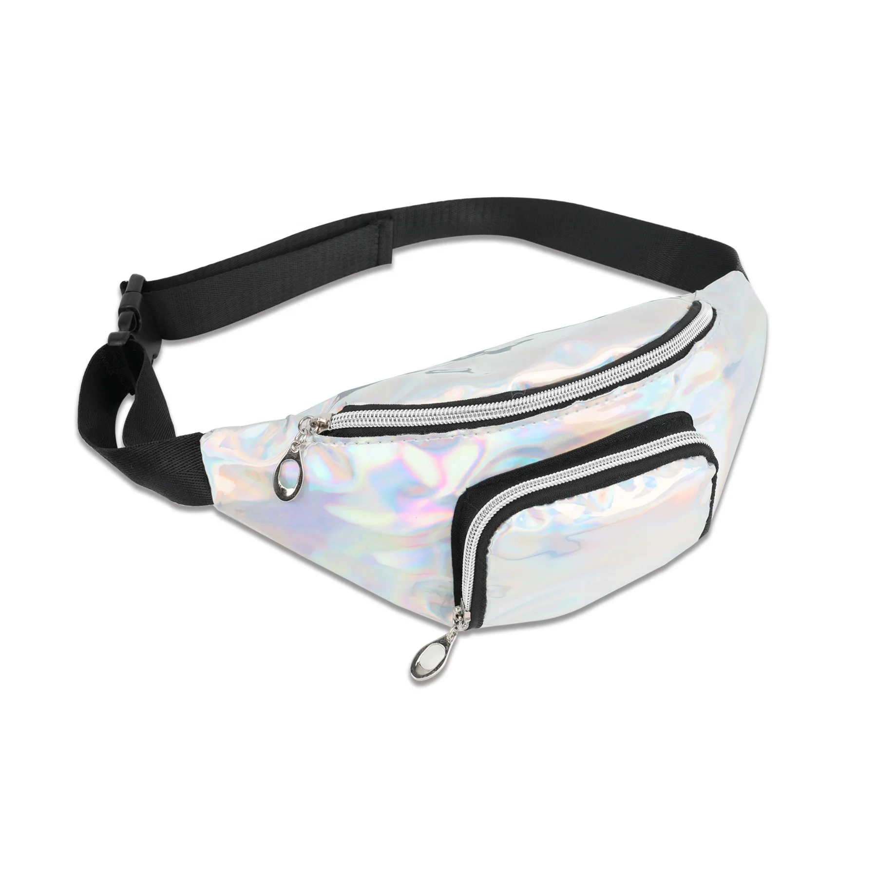 

Hot Sale PU Leather Waist Message Bag Shiny Neon Hologram Waterproof Laser Clear Fanny Pack