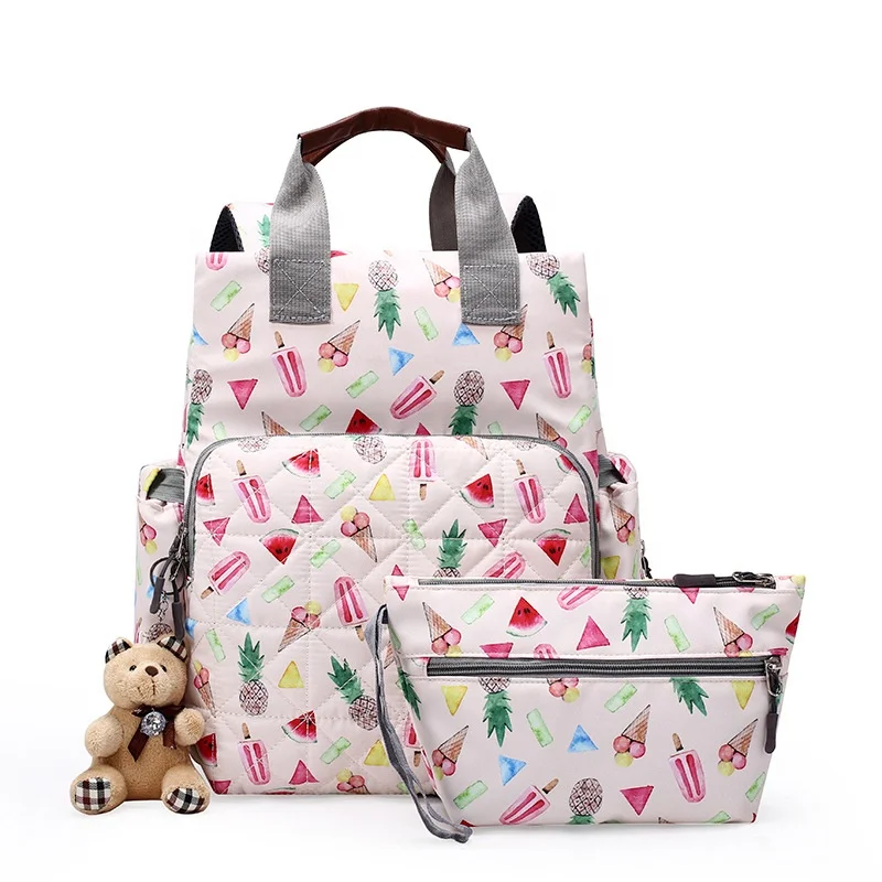 

2022 New Trends Waterproof Printing Maternity Bag Sets Baby Diaper Backpack for Mom, 7 colors or customized colors