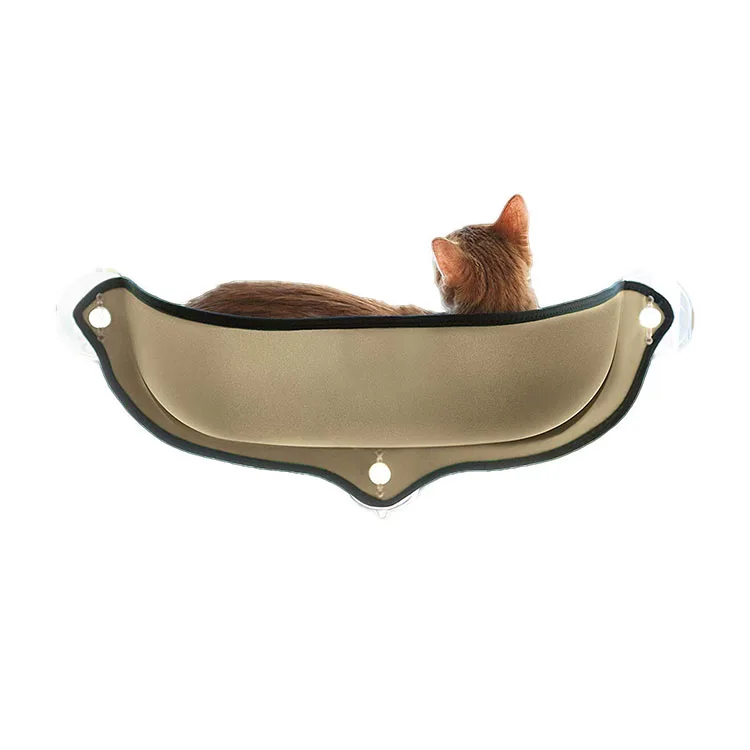 

Pet Kitty Sill Glass Door Suckers Hammock Cat Window Bed, Tan green blue